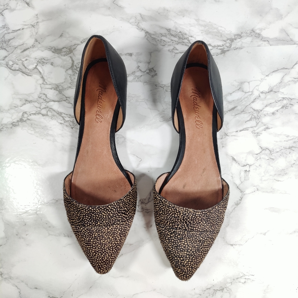Madewell D'Orsay Dotted Calf Hair Leather Flats Size 7 - Picture 3 of 11